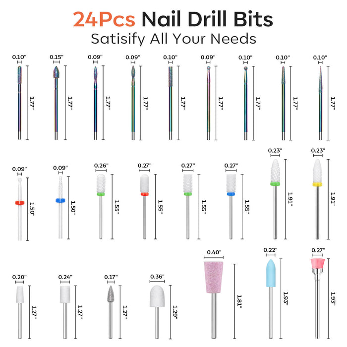 24Pcs Nail Drill Bits Set Nail Tools MODELONES #