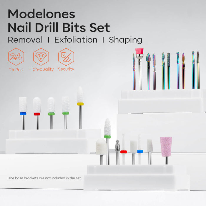 24Pcs Nail Drill Bits Set Nail Tools MODELONES #