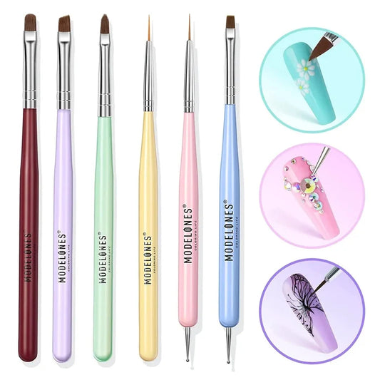 Free 6Pcs Nail Art Liner Brushes Set Gift MODELONES.com #