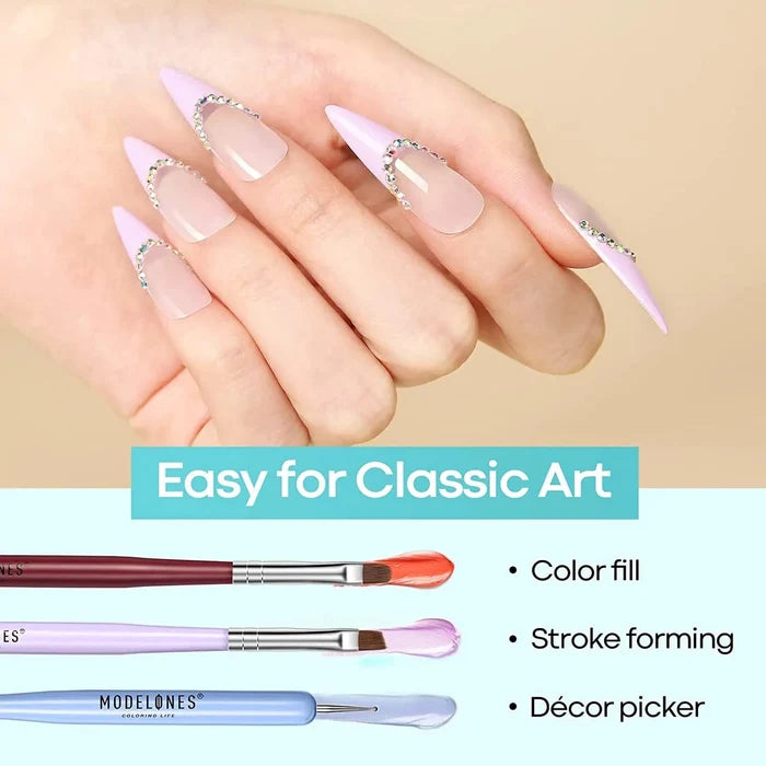 Free 6Pcs Nail Art Liner Brushes Set Gift MODELONES.com #