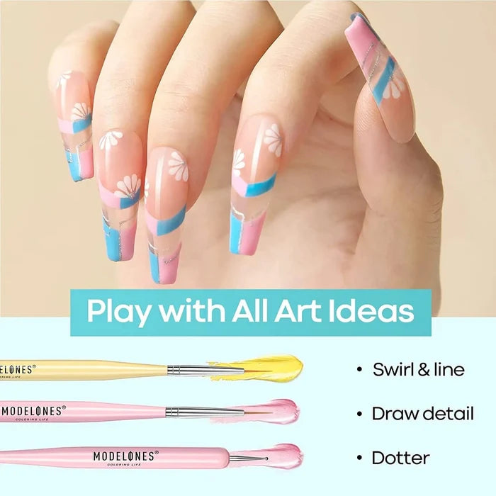 Free 6Pcs Nail Art Liner Brushes Set Gift MODELONES.com #