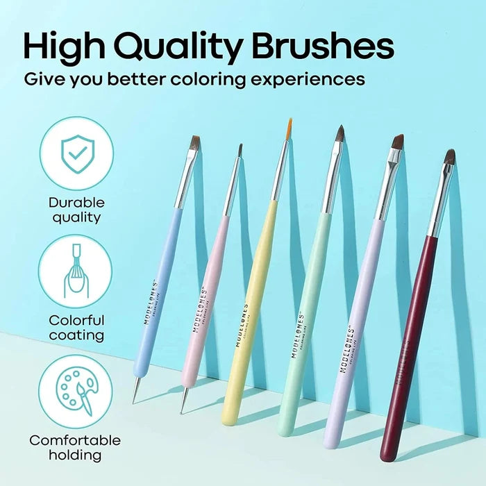 Free 6Pcs Nail Art Liner Brushes Set Gift MODELONES.com #
