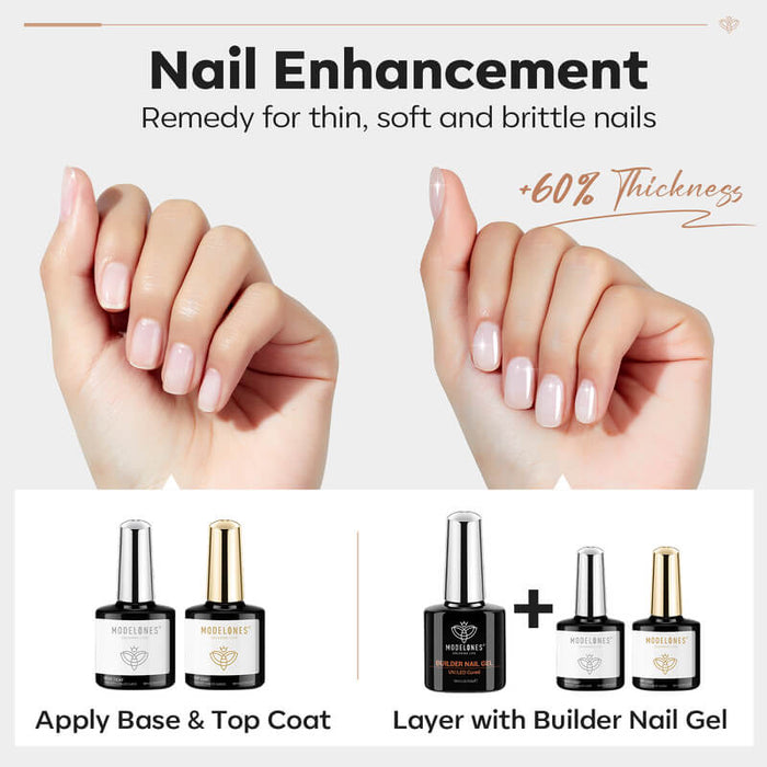 7-In-1 Builder Nail Gel & Top Coat & Base Coat Set 10ml Nail Basic MODELONES #