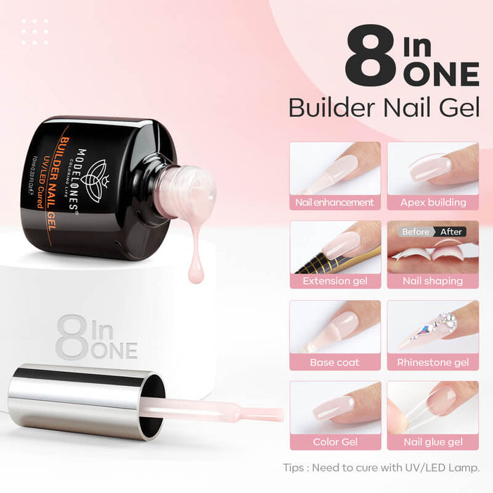 2Pcs 8-In-1 Builder Nail Gel Set 10ml Builder Gel MODELONES #