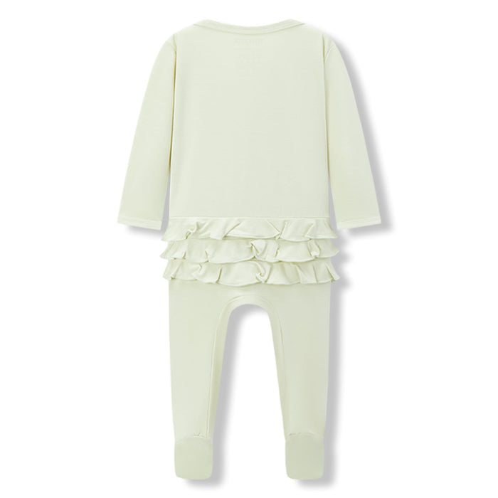 Aloe Luxe Solid Ruffle Footed Romper