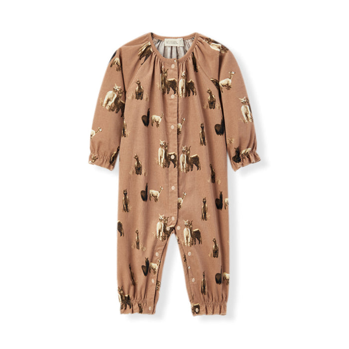 Alpaca Corduroy Ruffle Snap Jumper