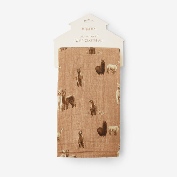 Alpaca Organic Cotton Two-Piece Burp Cloth Set