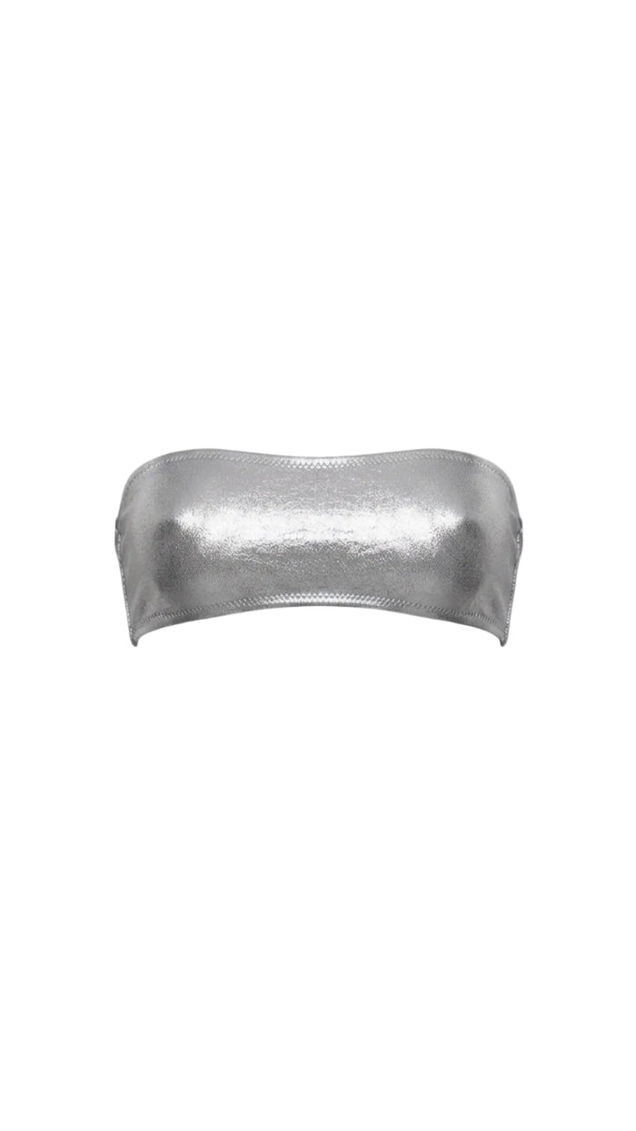 Amelita metallic silver bikini top