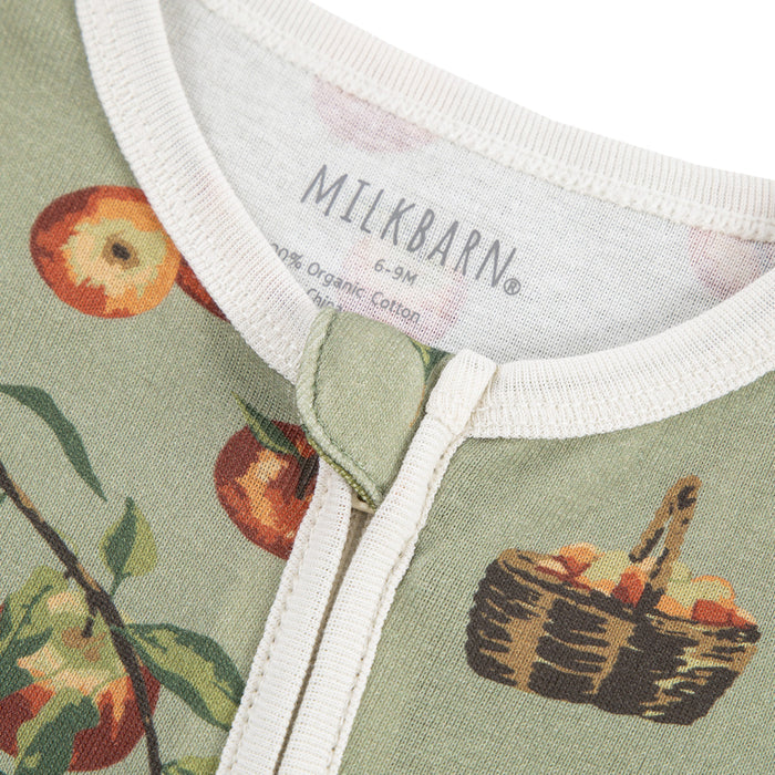 Apple Orchard Organic Cotton Zipper Footed Romper