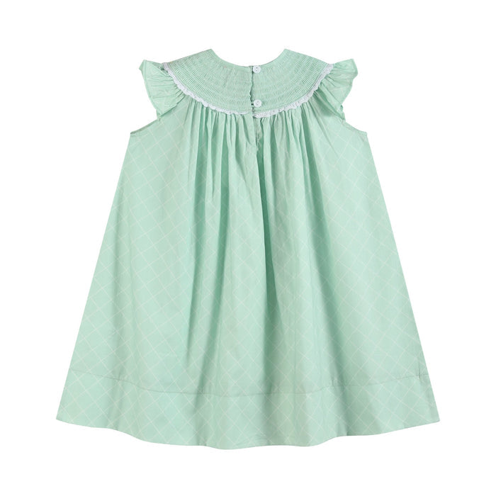 Aqua Daisy Smocked Bishop Dress - Lil Cactus