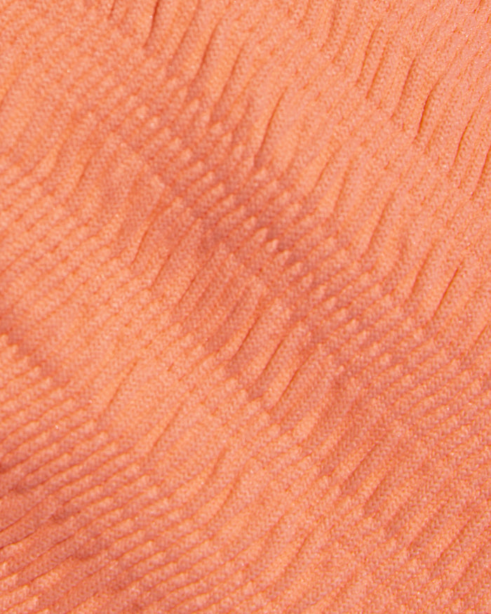 Close-up detail of the fresh squeezed ribbed crinkle fabric texture of the LSPACE Aspen Bikini Top.