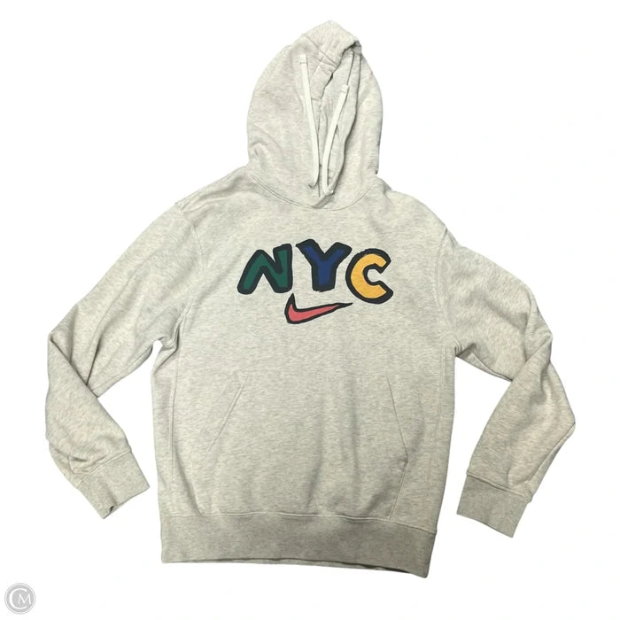 Athletic Sweatshirt Hoodie By Nike In Grey & Tan, Size: S