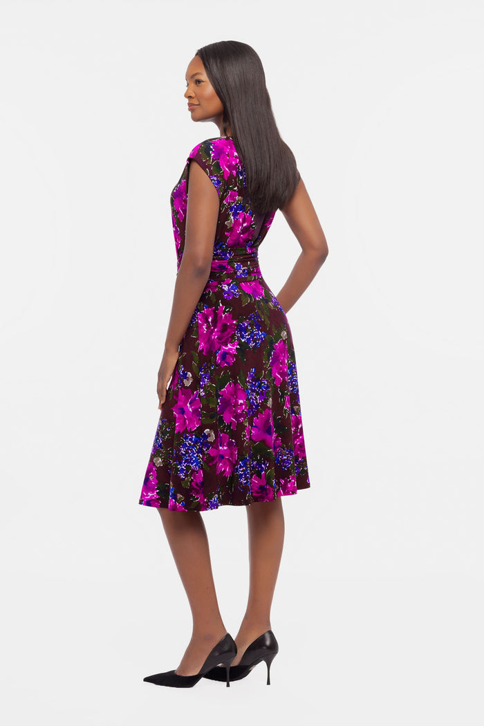 Side view of Auri shaping dress in Floranova
