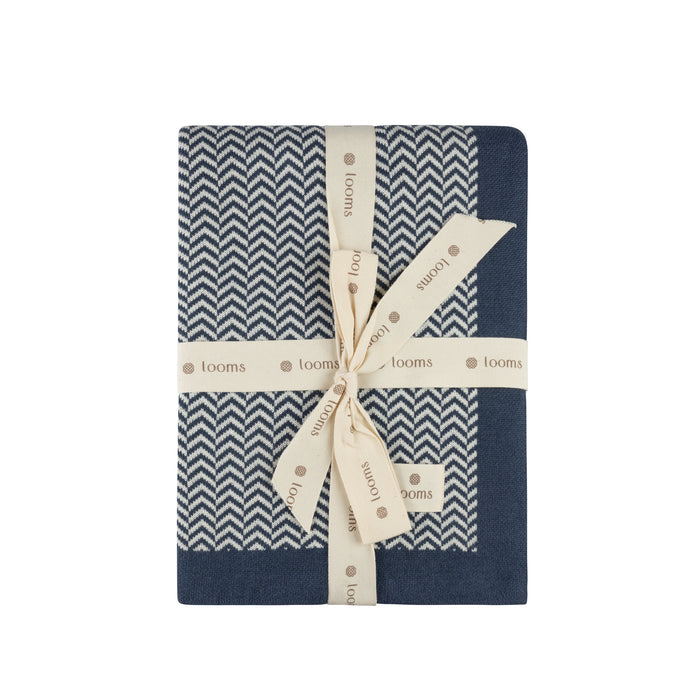Baby Boy Blanket – Blue – Herringbone