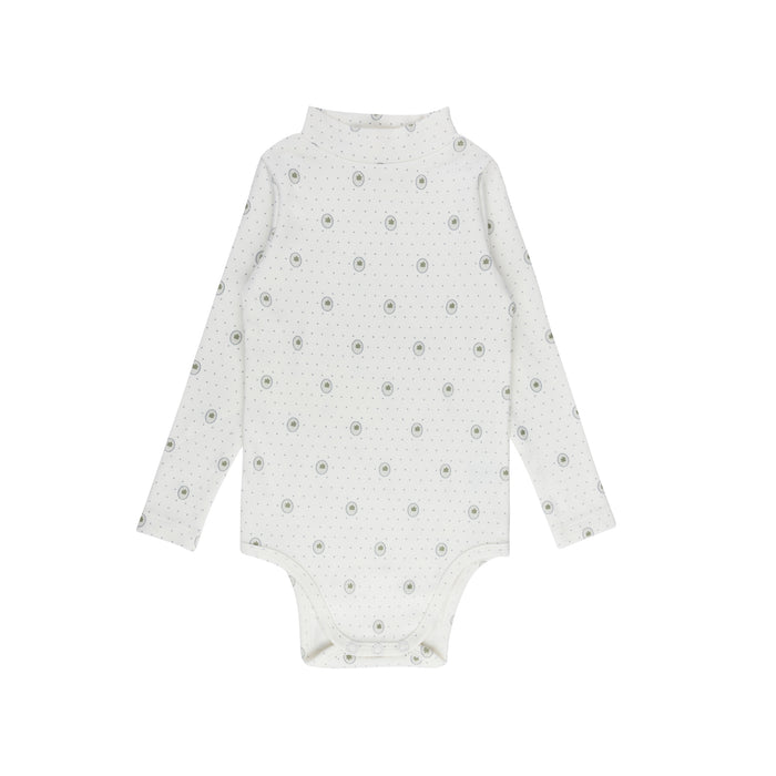 Baby Boy Bodysuit – Ivory Blue – Floral Dot