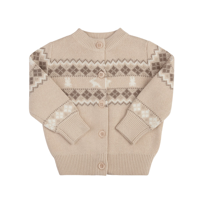 Baby Boy Cardigan – Taupe – Fair Isle