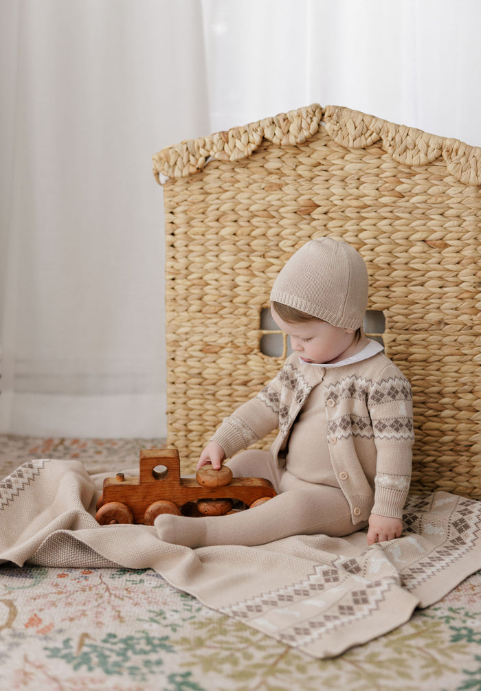 Baby Boy Cardigan – Taupe – Fair Isle