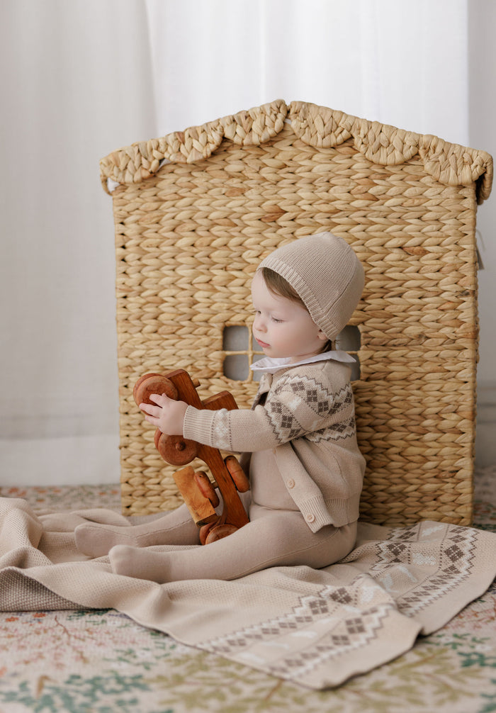 Baby Boy Cardigan – Taupe – Fair Isle