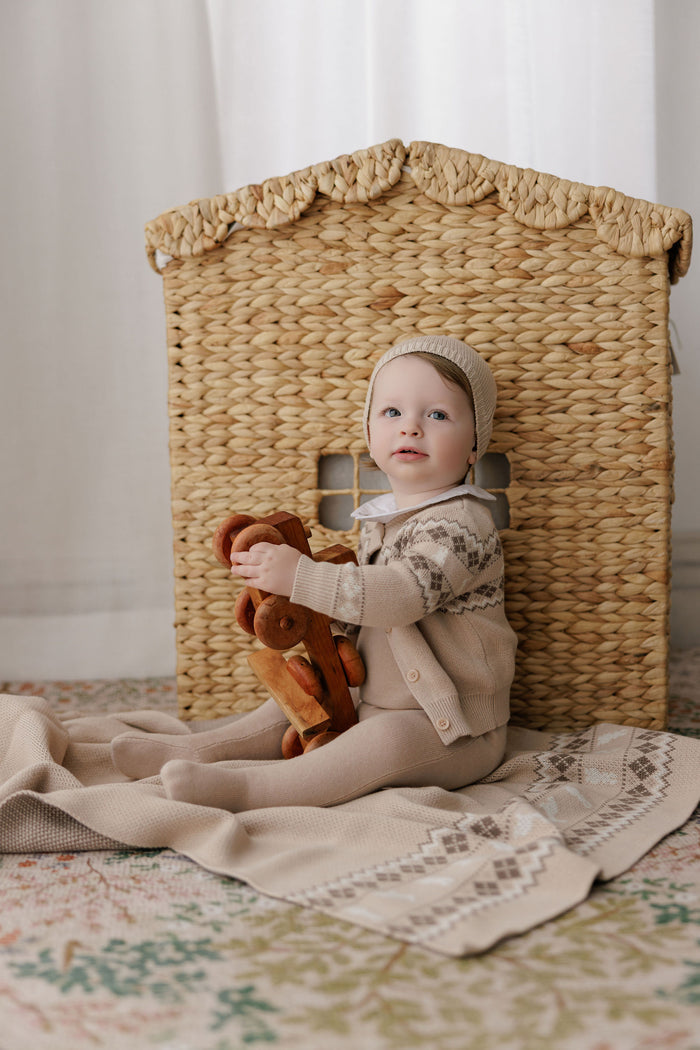 Baby Boy Cardigan – Taupe – Fair Isle