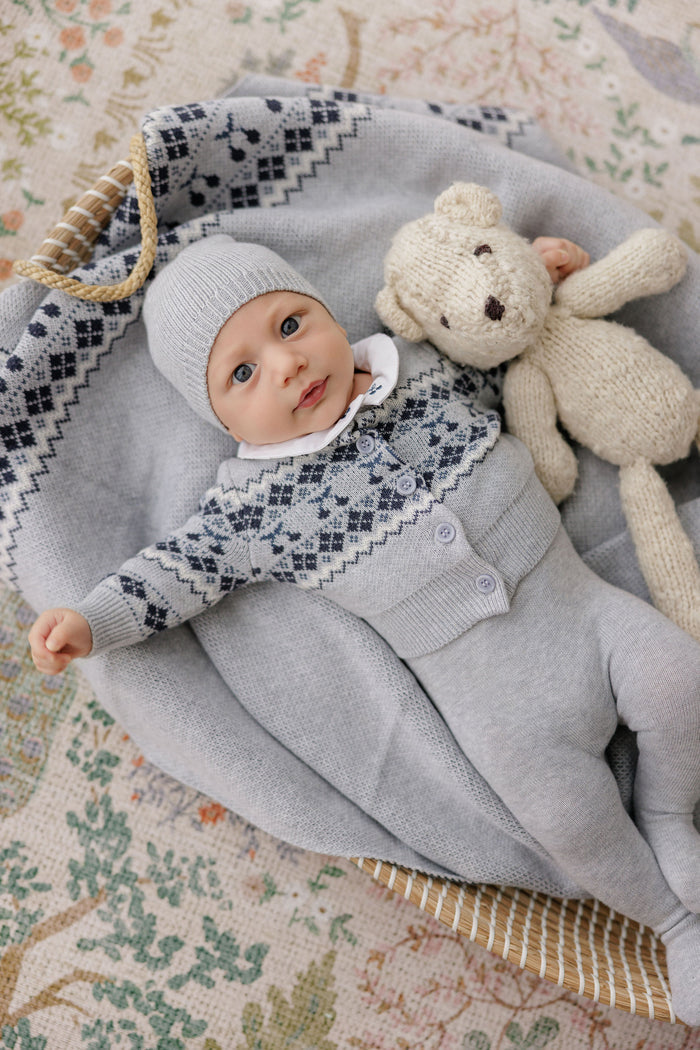 Baby Boy Footie – Blue – Fair Isle