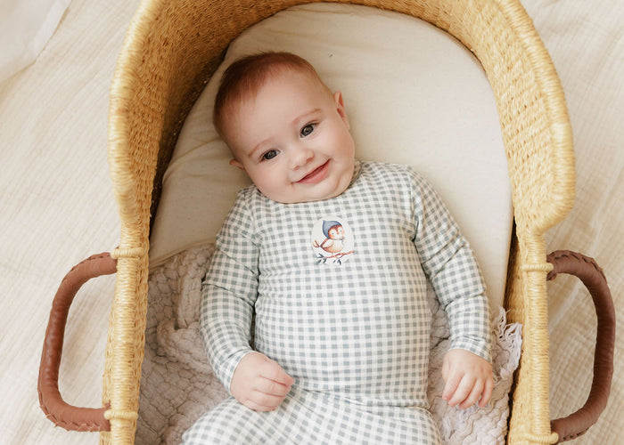 Baby Boy Layette Set - Blue - Gingham Owl