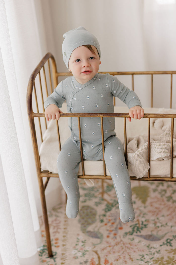 Baby Boy Layette Set – Blue – Floral Dot