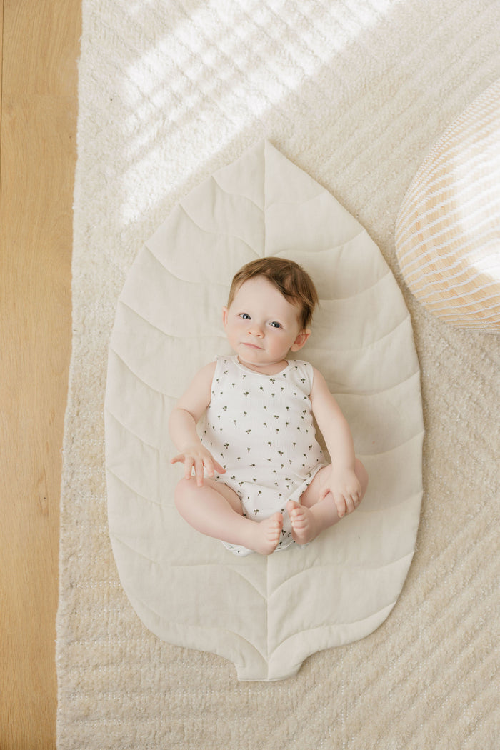 Baby Boy Romper - Ivory - Printed Palm Trees