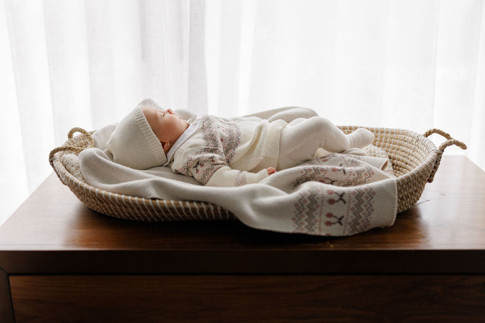 Baby Girl Cardigan – Ivory Mauve – Fair Isle