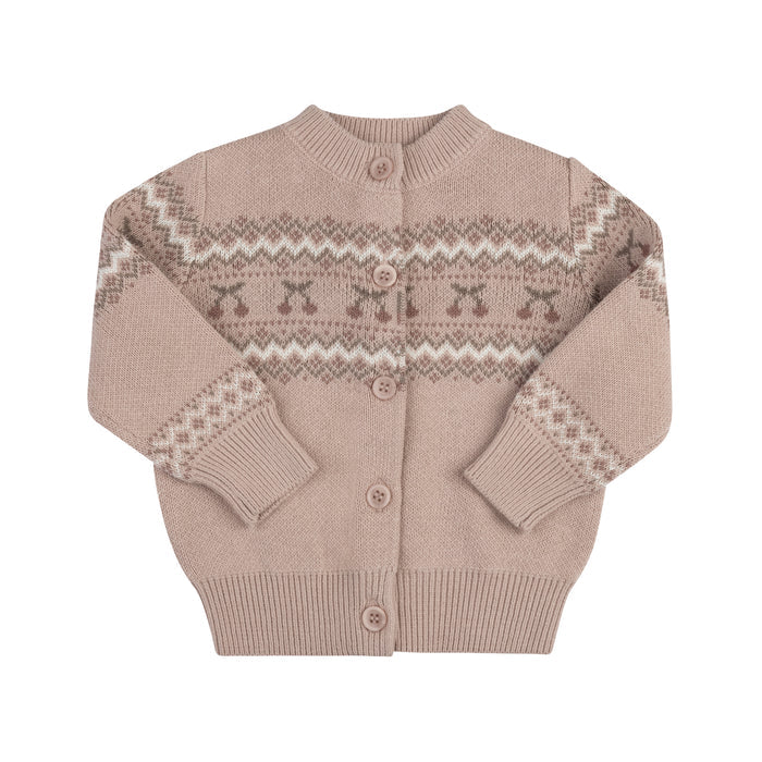 Baby Girl Cardigan – Mauve – Fair Isle