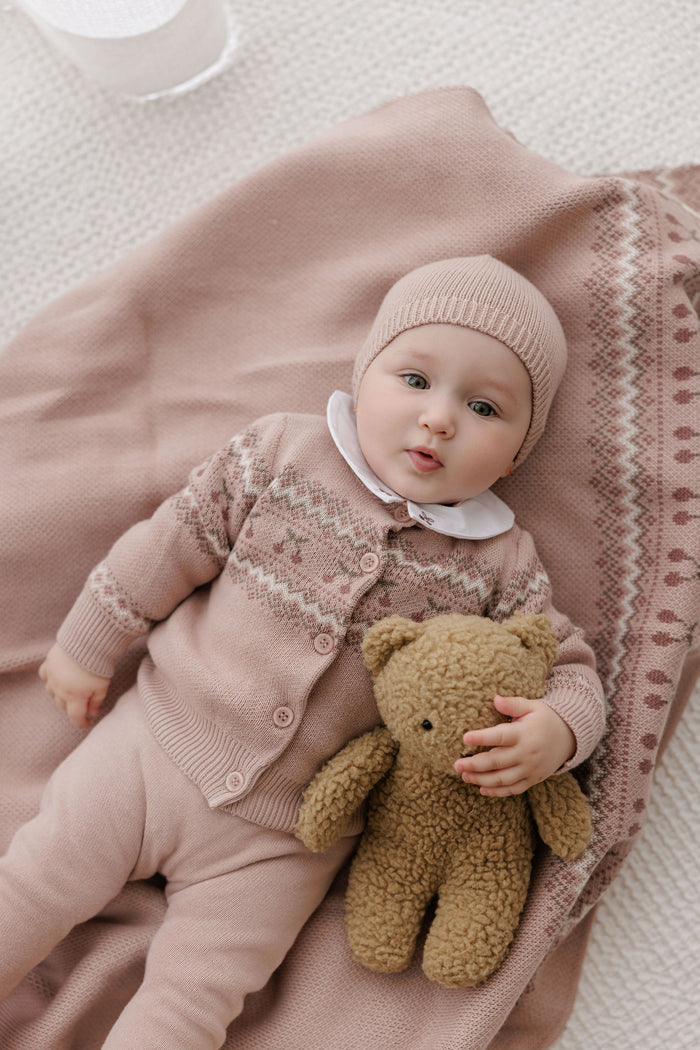 Baby Girl Cardigan – Mauve – Fair Isle