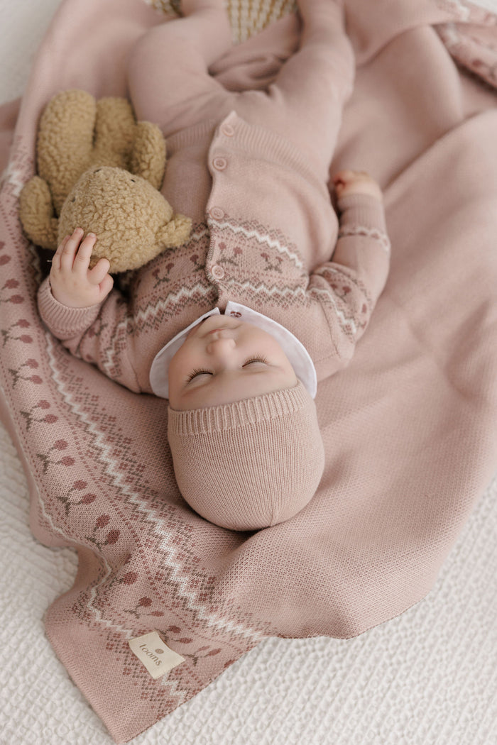 Baby Girl Cardigan – Mauve – Fair Isle