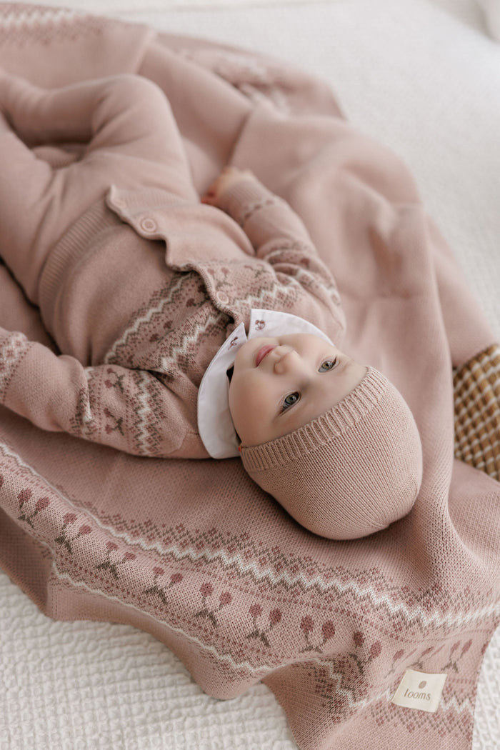 Baby Girl Cardigan – Mauve – Fair Isle