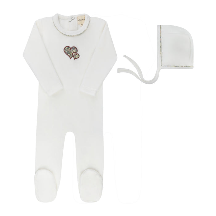 Baby Girl Footie & Hat – Ivory Pink – Embroidered Liberty