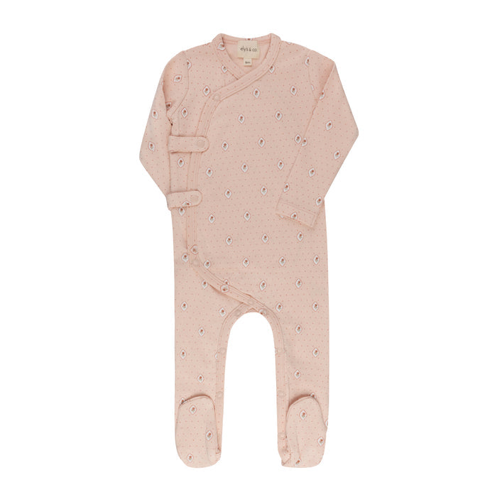 Baby Girl Footie – Pink – Floral Dot