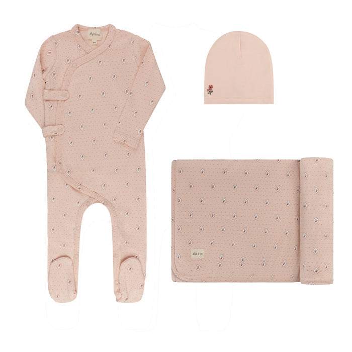 Baby Girl Layette Set – Pink – Floral Dot