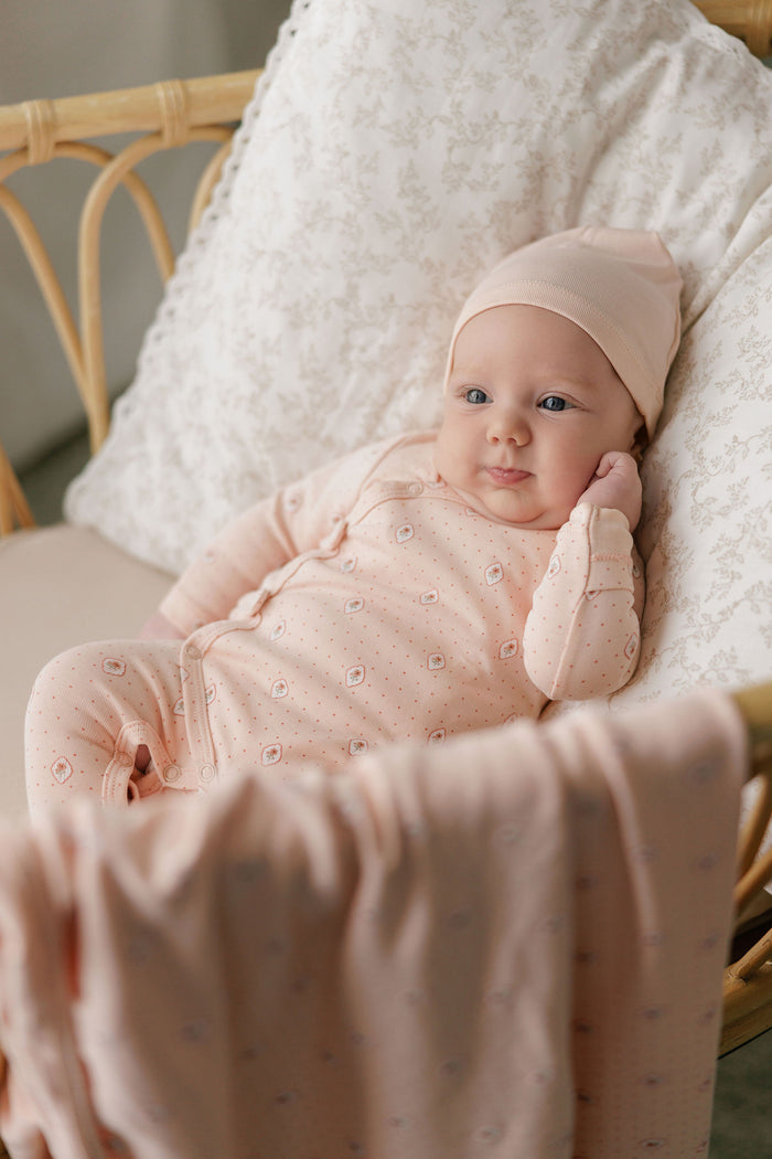 Baby Girl Layette Set – Pink – Floral Dot