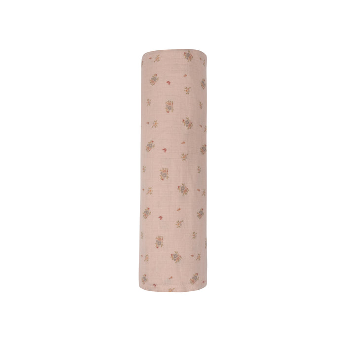Baby Girl Muslin Swaddle Blanket – Pink – Floral Print