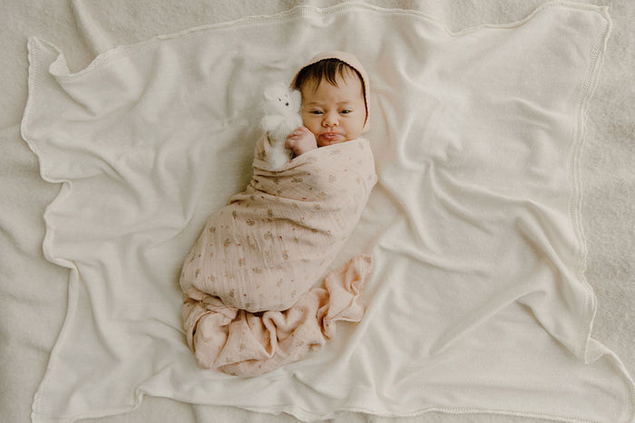 Baby Girl Muslin Swaddle Blanket – Pink – Floral Print