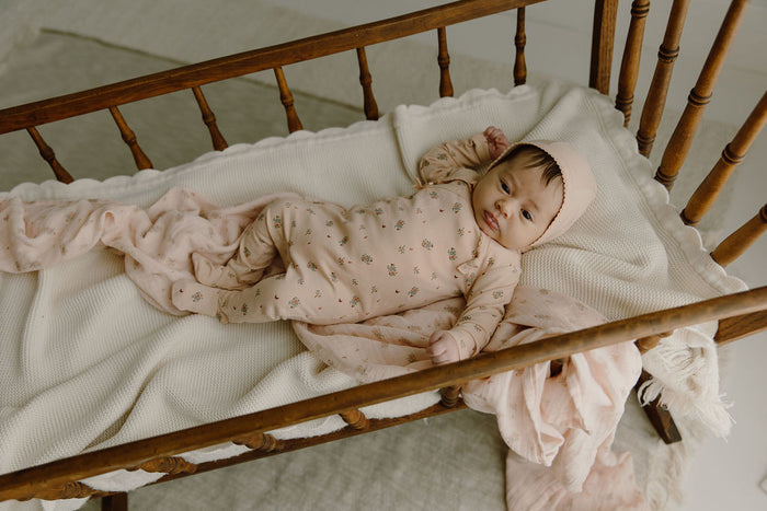 Baby Girl Muslin Swaddle Blanket – Pink – Floral Print