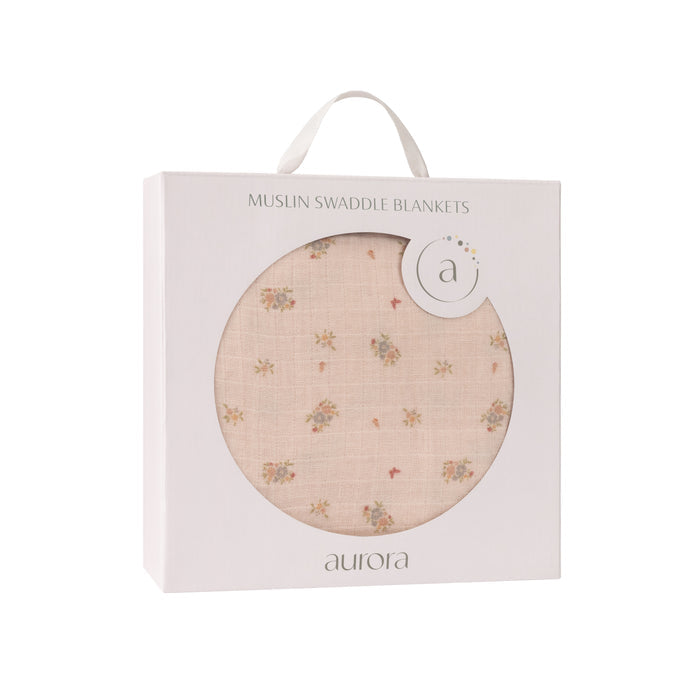 Baby Girl Muslin Swaddle Blanket – Pink – Floral Print