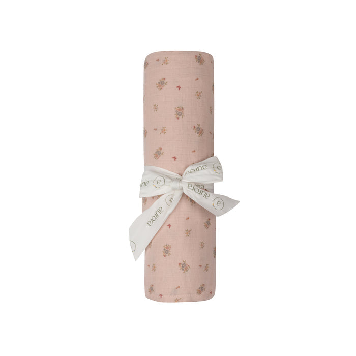 Baby Girl Muslin Swaddle Blanket – Pink – Floral Print