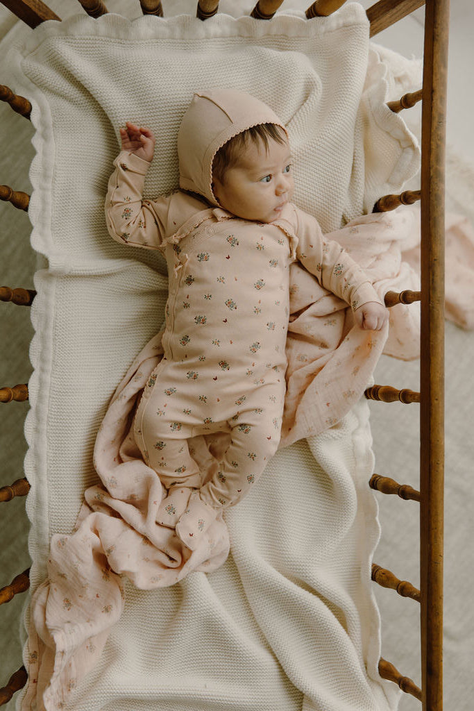Baby Girl Muslin Swaddle Blanket – Pink – Floral Print