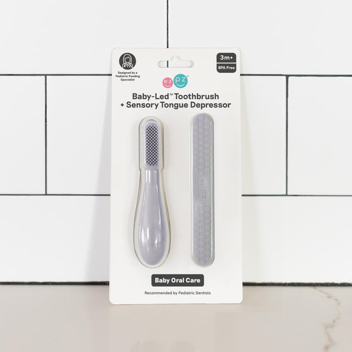 Baby-Led™ Toothbrush + Tongue Depressor in Pewter