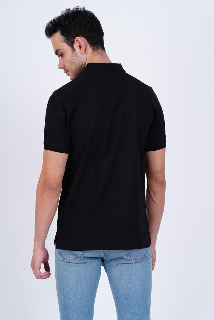 Bamboo Cotton Jersey Polo For Men's photograph that's made with an innovative bamboo and organic cotton fabric from Lavos Performance, a carbon neutral eco-fashion company.