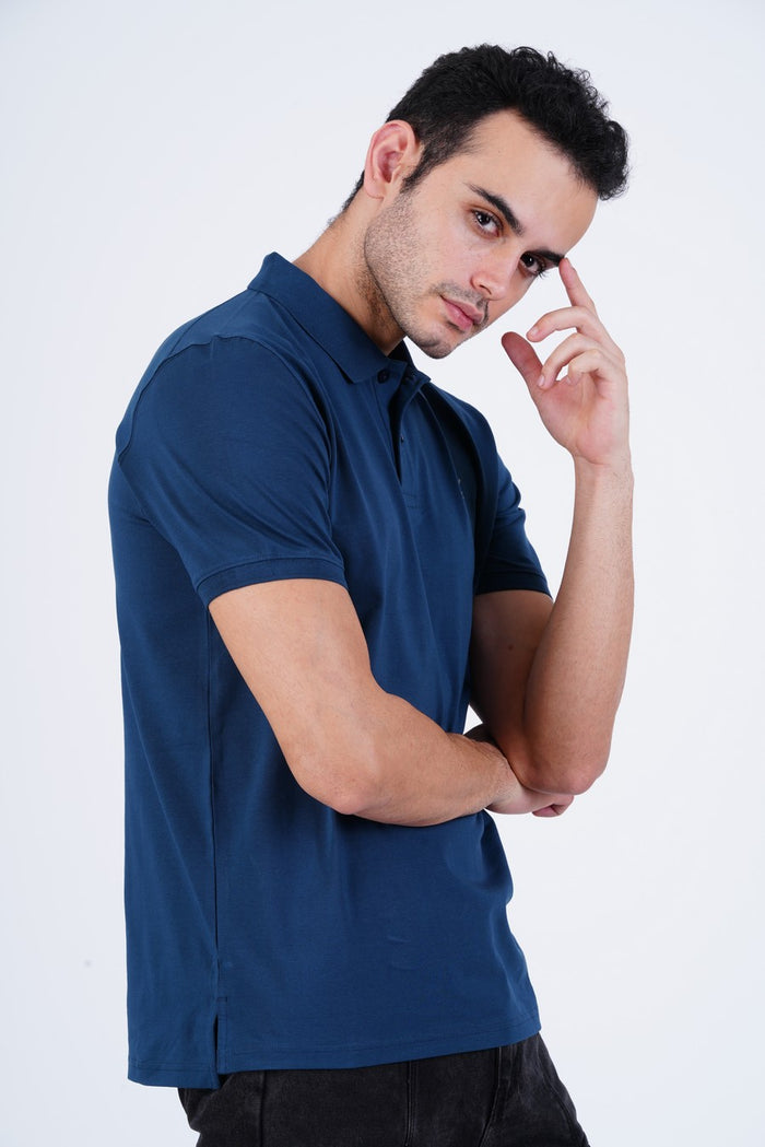Bamboo Cotton Jersey Polo For Men's photograph that's made with an innovative bamboo and organic cotton fabric from Lavos Performance, a carbon neutral eco-fashion company.