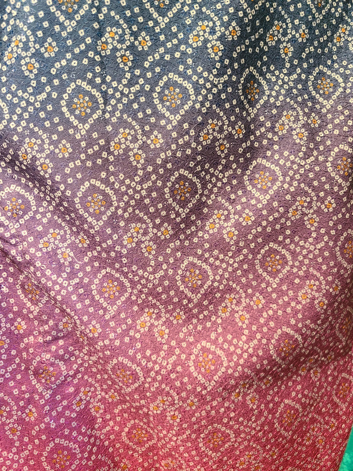 Bandhani Ombre Kurta Teal to Pink