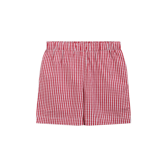 Baseball Smocked Shirt and Red Gingham Shorts Set - Lil Cactus