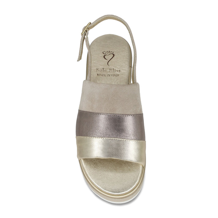Bay: Taupe Suede & Metallic Leather Shoes Sole Bliss
