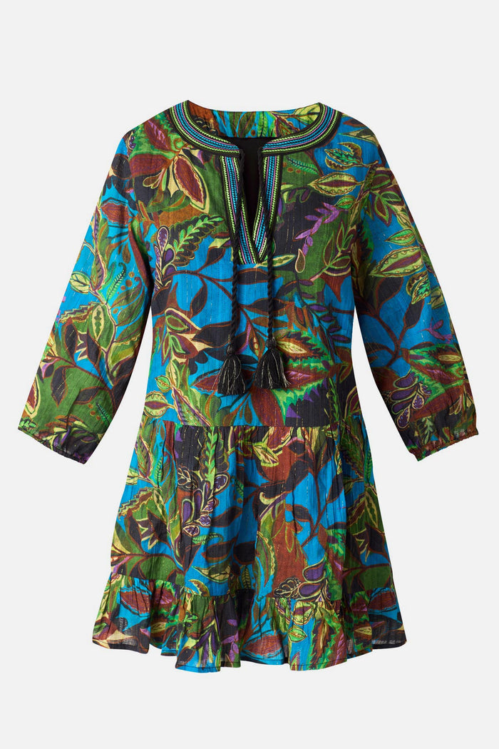 Multicolored abstract paisley printed beach dress swim cover up