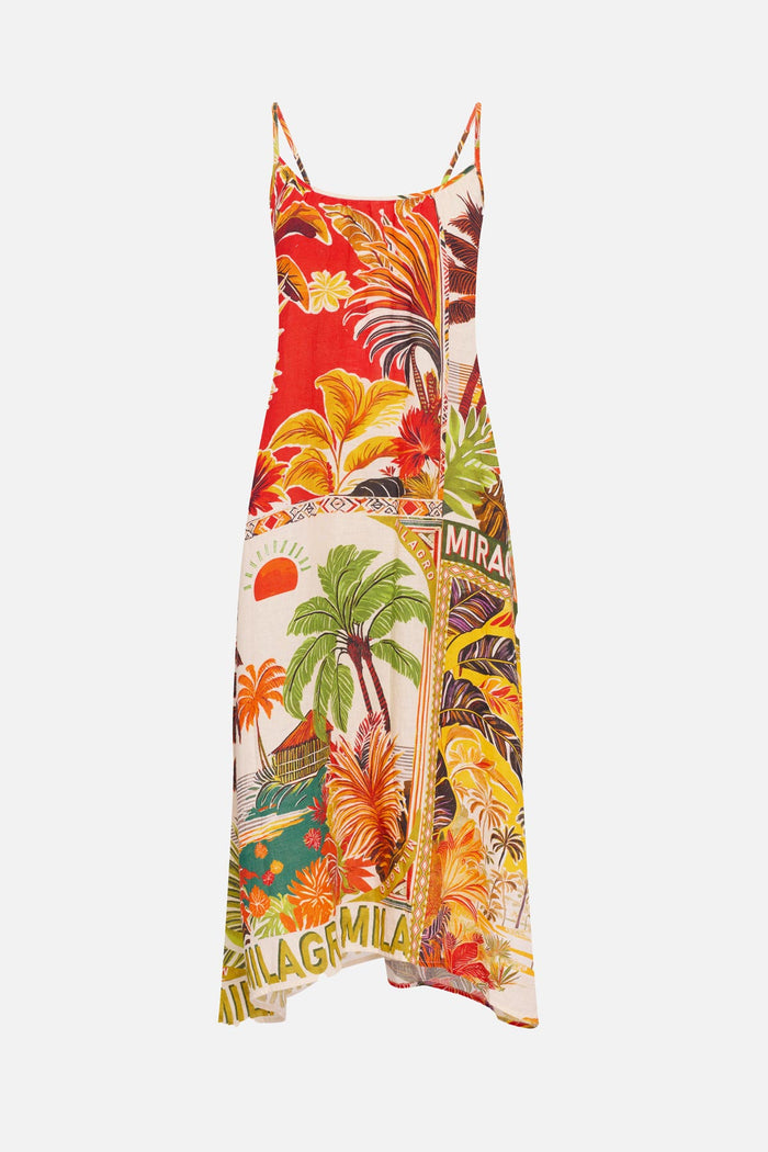 Multicolored tropical scene printed swim cover up